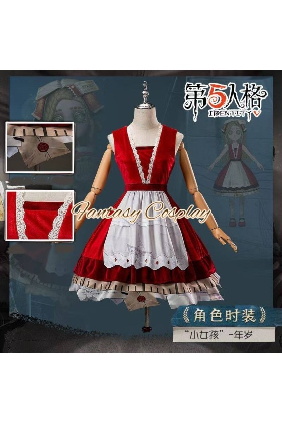 Identity V Little Girl Alice DeRoss Aging Skin Red Dress Cosplay Costume